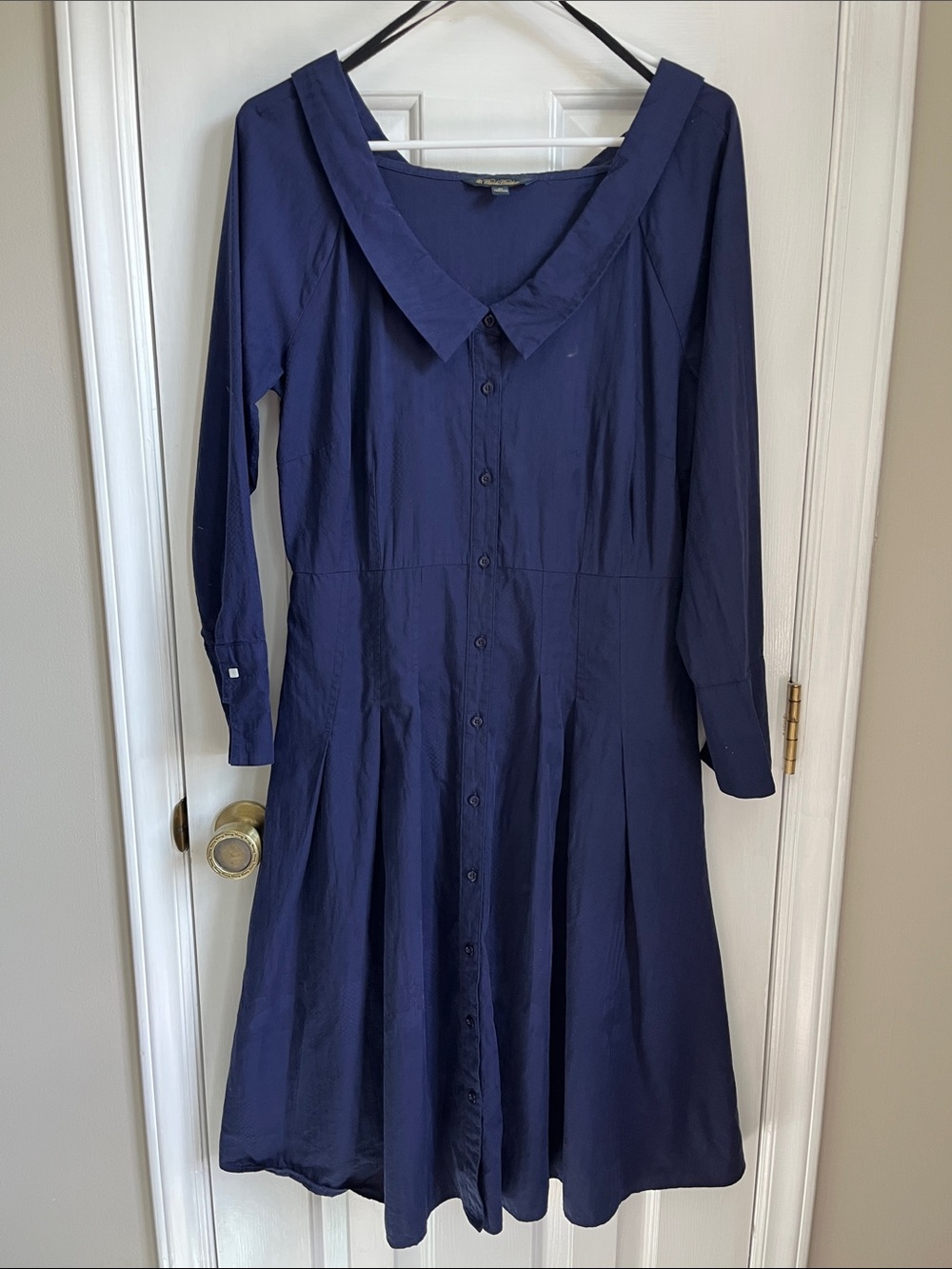 Brooks Brothers Deep Navy Button-Down Long Sleeve Dress